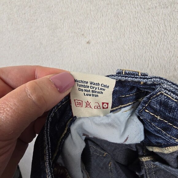 MEK Jeans Womens Size 29x32 Baltimore Denim Boot Cut Distressed Faded Whiskers - Picture 11 of 13